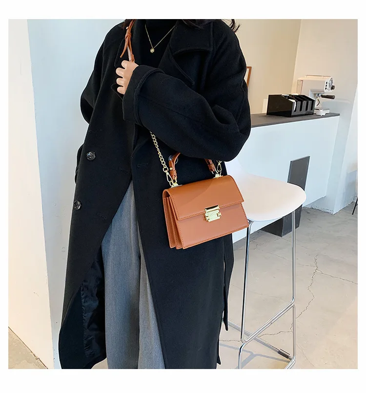 Simple Style Small Square Women Crossbody Bag PU leather Handbag NEW Shoulder Bag Solid Color Lady Bag Classic Messenger Bag