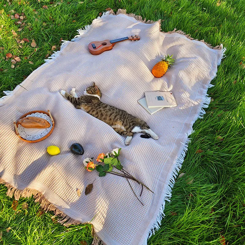 Outdoor Picnic Mat Linen Tablecloth Camping Blanket Atmosphere Tablecloth Picnic Mat Picnic Mat Car Trunk Mat