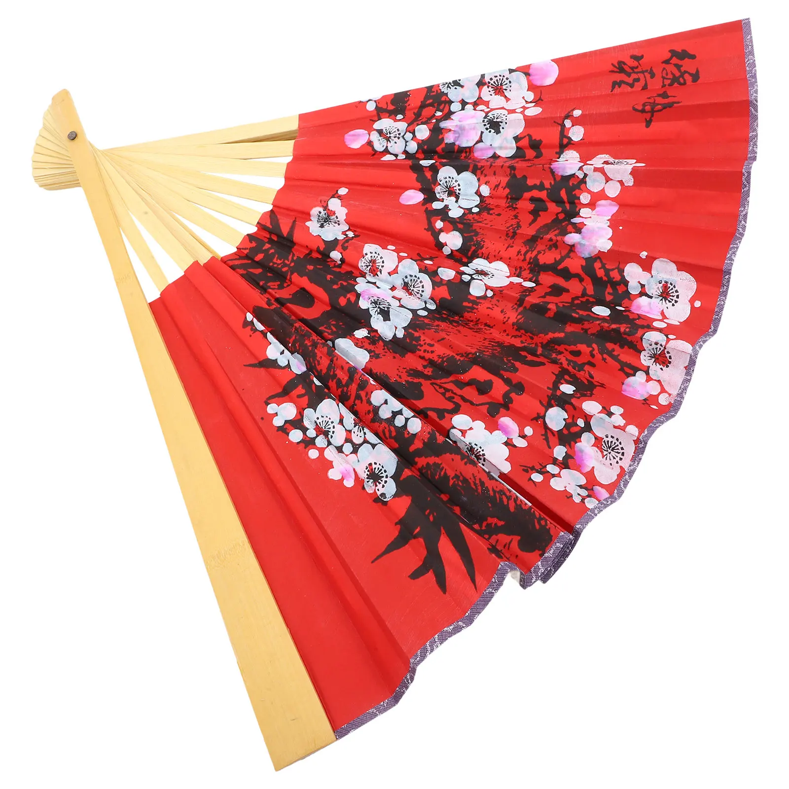 

Giant Red Cloth Plum Blossom Oversized 0.5x0.9m Chinese Traditional Wood Paper Decorative Wall Fan Folding Pendant for for Women