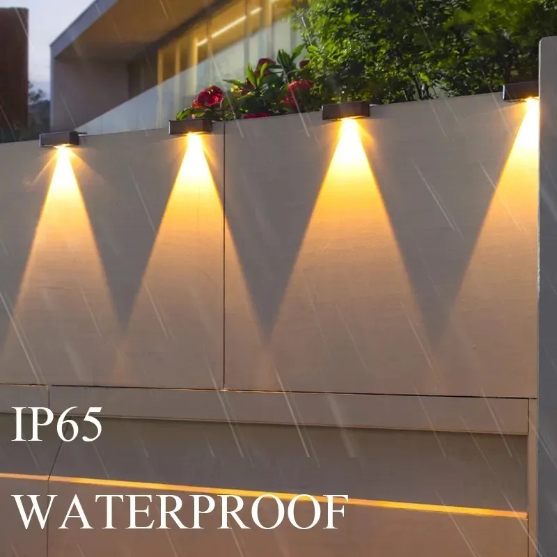 Imagem -03 - Impermeável Led Solar Wall Light Lâmpada de Jardim ao ar Livre Impermeável Sensor Automático Cerca Pátio Rua Decoração Paisagem Varanda