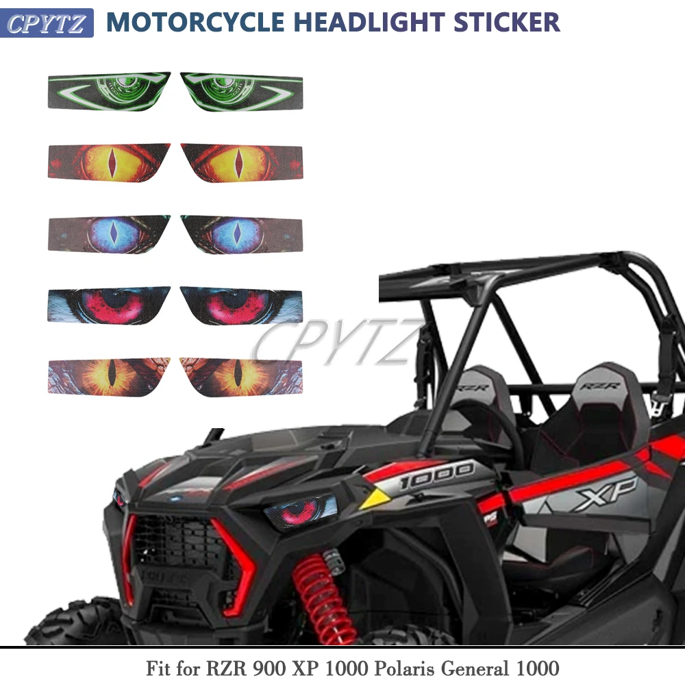Eyes Headlight Sticker Fit For RZR 900 XP 1000 Polaris General 1000 Motorcycle Accessories Headlight Decals Protector Stickers