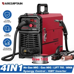 ARCCAPTAIN 4 in 1 220 V 140 A Halbautomatische MIG-Schweißmaschine Lift Tig Argon ARC MMA Mig MAG Schweißgerät Kein Gas IGBT Synergiewerkzeuge