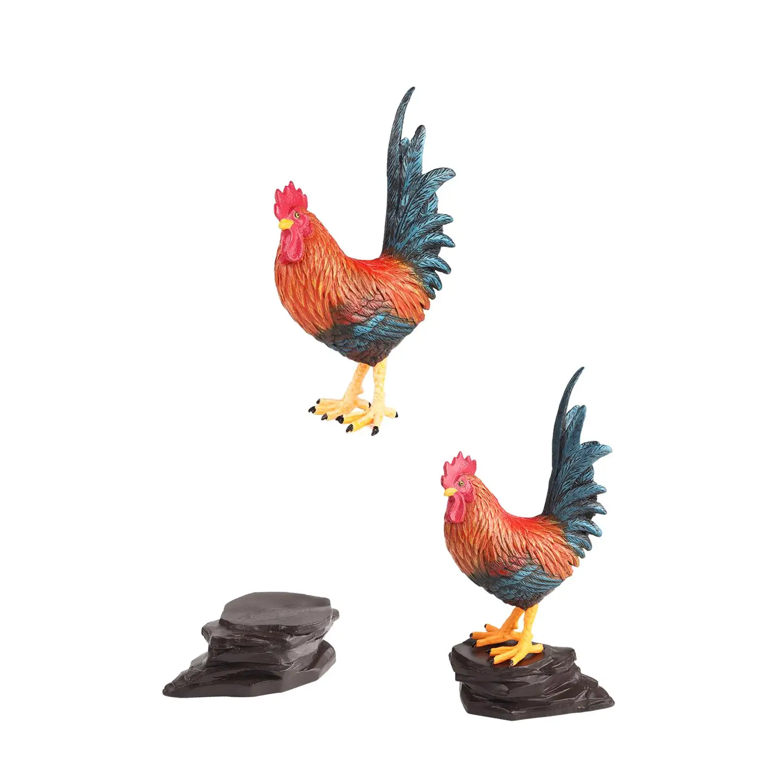 Miniature Rooster Statue Toy Realistic Chicken Animal Figurine Educational Toddler Plaything Decorative Resin Sculpture for