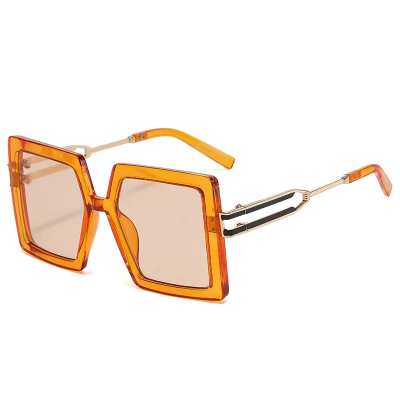 Fashion Oversized Square Sunglasses Men Trending Gradient Shades UV400 Women Retro Orange Champagne Sun Glasses