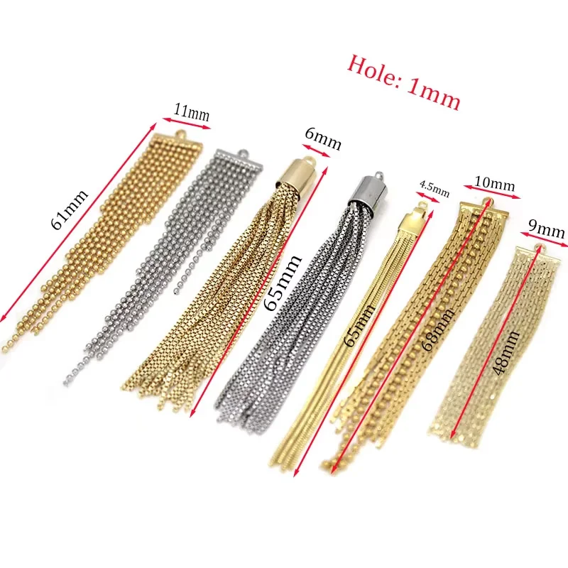 2Pcs 24K Gold Brass Chain Tassel Earring Charms Pendants Jewelry Earring Making Supplies DIY Findings Decoration Accessories image 4