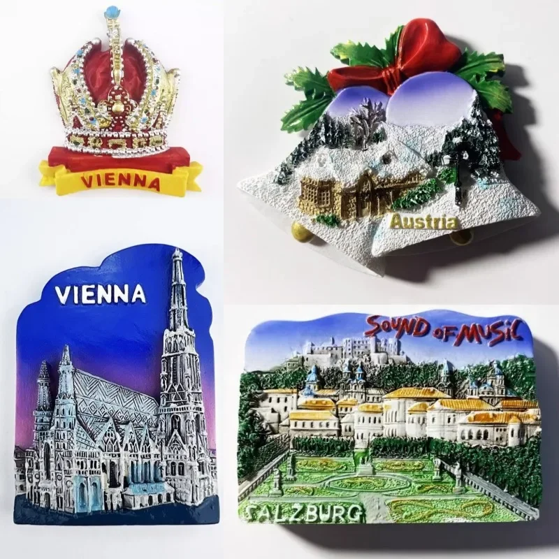 Austria Travelling Souvenirs Fridge Magnets Folk House Vienna Stephansdom Salzburg Fridge Stickers Home Decor Christmas Gifts