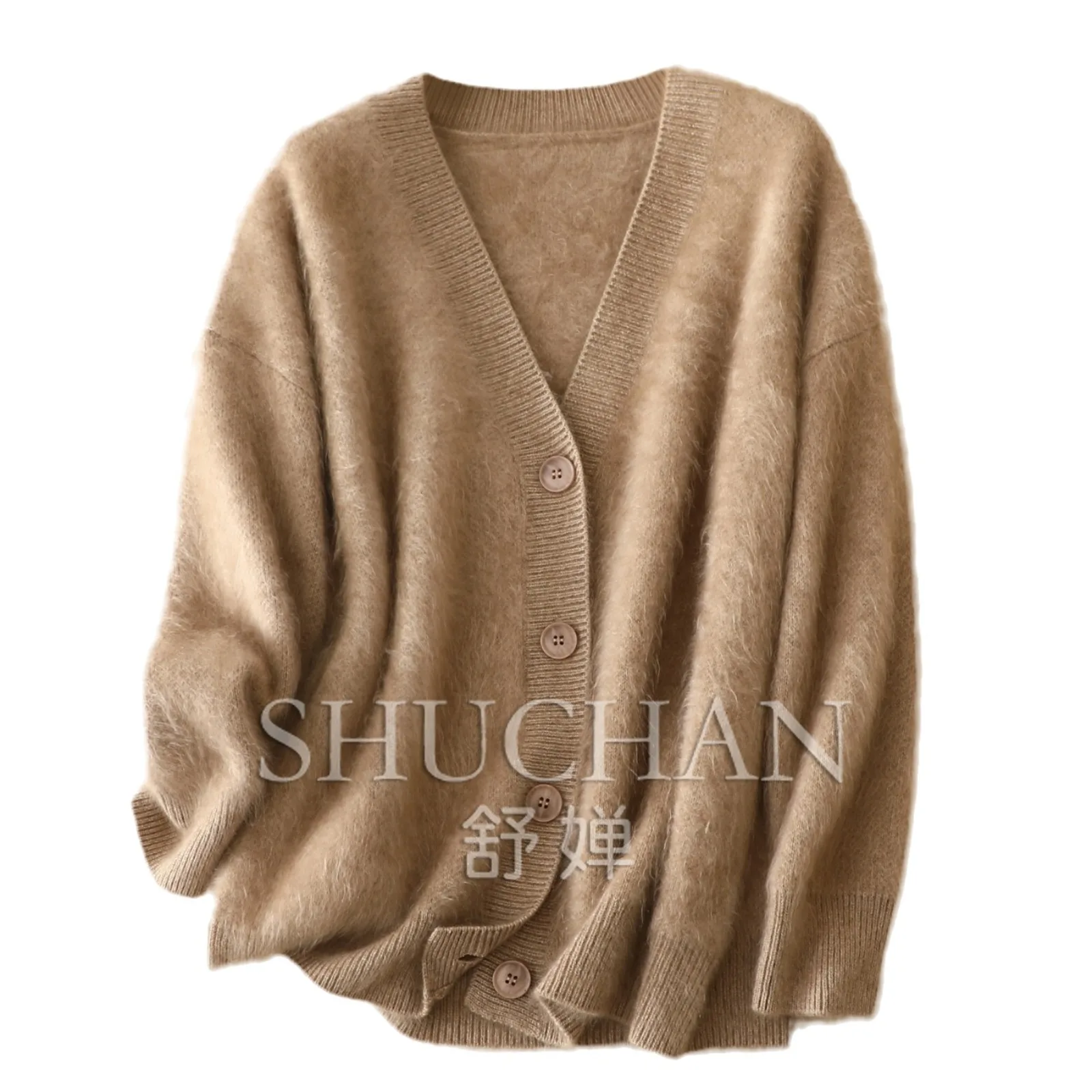 autumn and winter new V-neck 100 pure cashmere women's thickened jacket knitted cardigan long-sleeved lazy sweater