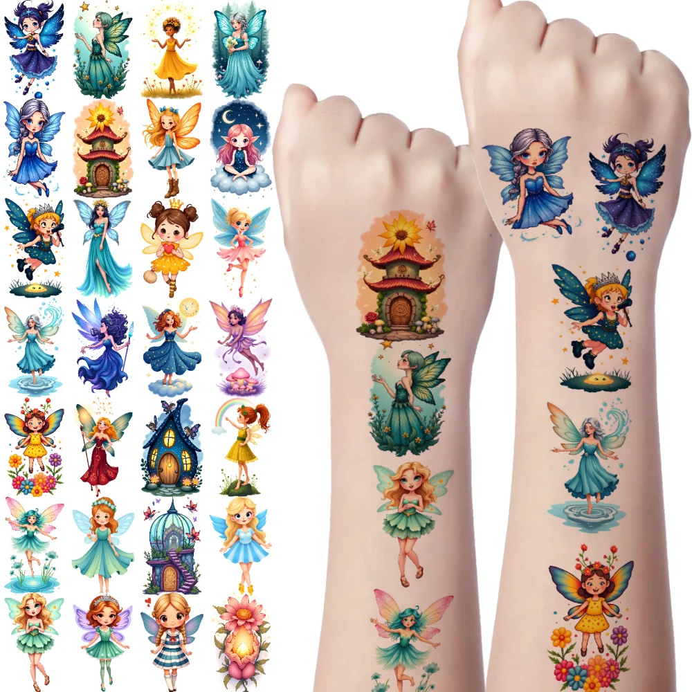 

63pcs Temporary Tattoo Magical Patterns Cartoon Fairy Designs Waterproof Long-lasting Body Stickers For Women Children Adults