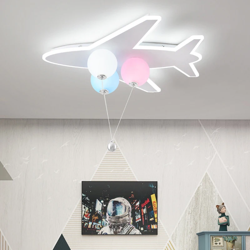 Creative Balloon Chandelier for Children\'s Bedroom Study Room Cloud/Aircraft Pendant Light with Remote Control Interior Lighting