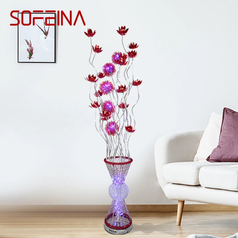 

SOFEINA Nordic Floor Lamp Modern Art Red Flower Iiving Room Sofa Bedroom Hotel LED Originality Decorative Standing Light