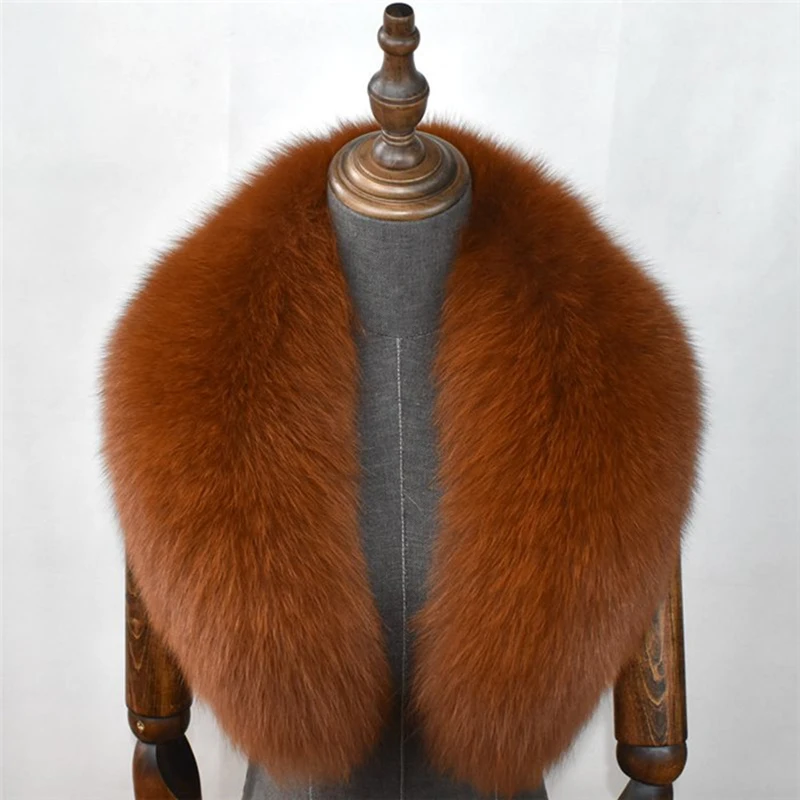 100% Natural Real Fox Fur Collar For Women Men Coat Jacket Fur Scarf Winter Extra Large Size Neck Warmer Fur Scarf Shawls Wraps