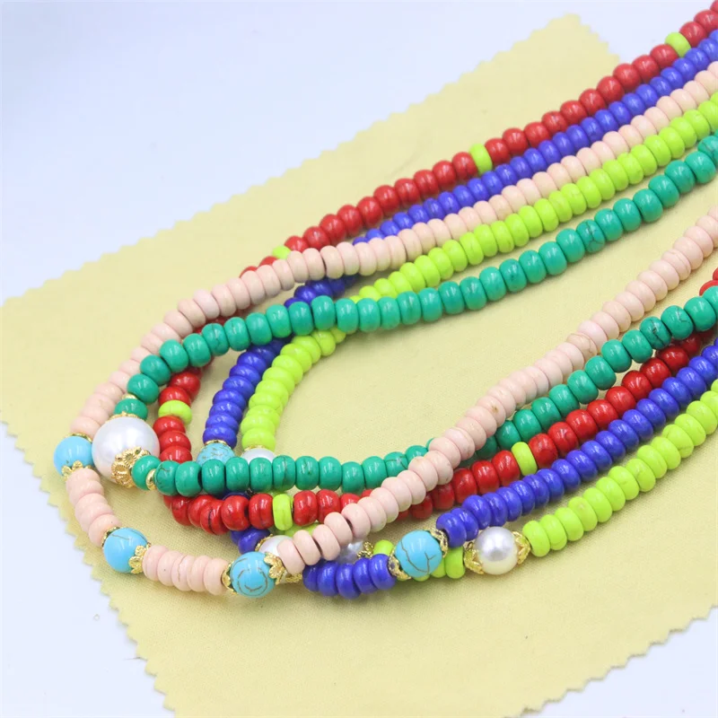 ZFSILVER Fine Fashion Trendy  Handmade Bohemian Synthetic Turquoise Abacus Beads Neckalce Women Charms Jewelry Accessories Gifts