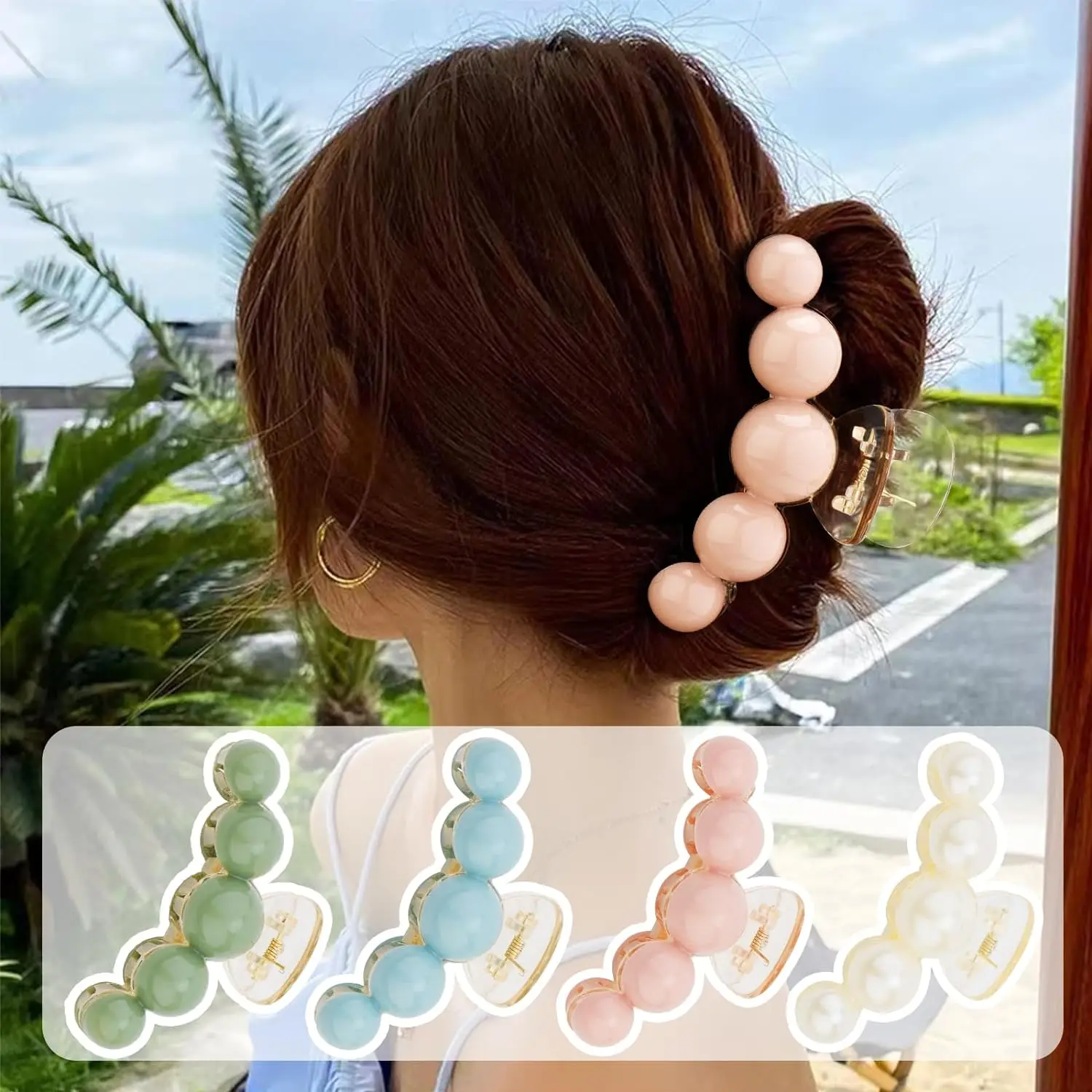 solid color large pearl hair clip, ladies hair accessories