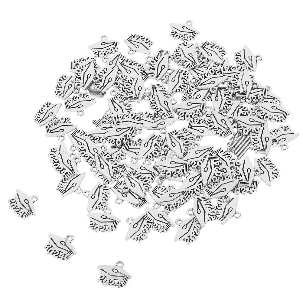 150pcs Graduation Cap Charms Zinc Alloy Pendants for Necklaces Earrings Keychains