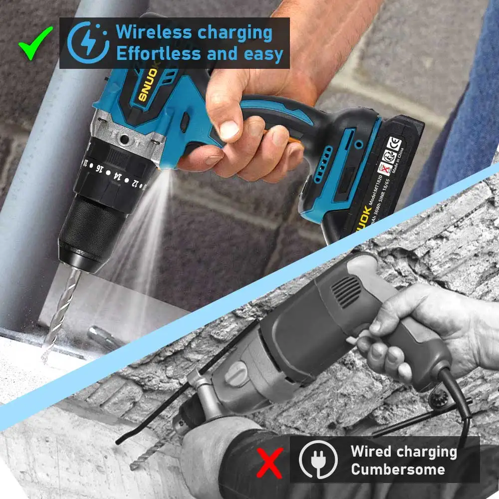 Snuok Бесщеточная многофункциональная электрическая ударная дрель 120N.M Аккумуляторный электроинструмент для домашнего ремонта для литиевой батареи Makita 18 В