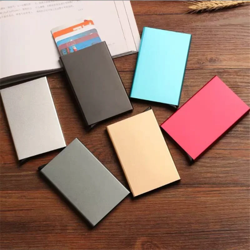 Rfid Smart Wallet Card Holder Metal Thin Slim Men Women Wallets Pop Up Minimalist Wallet Small Black Purse Vallet Walets for Men