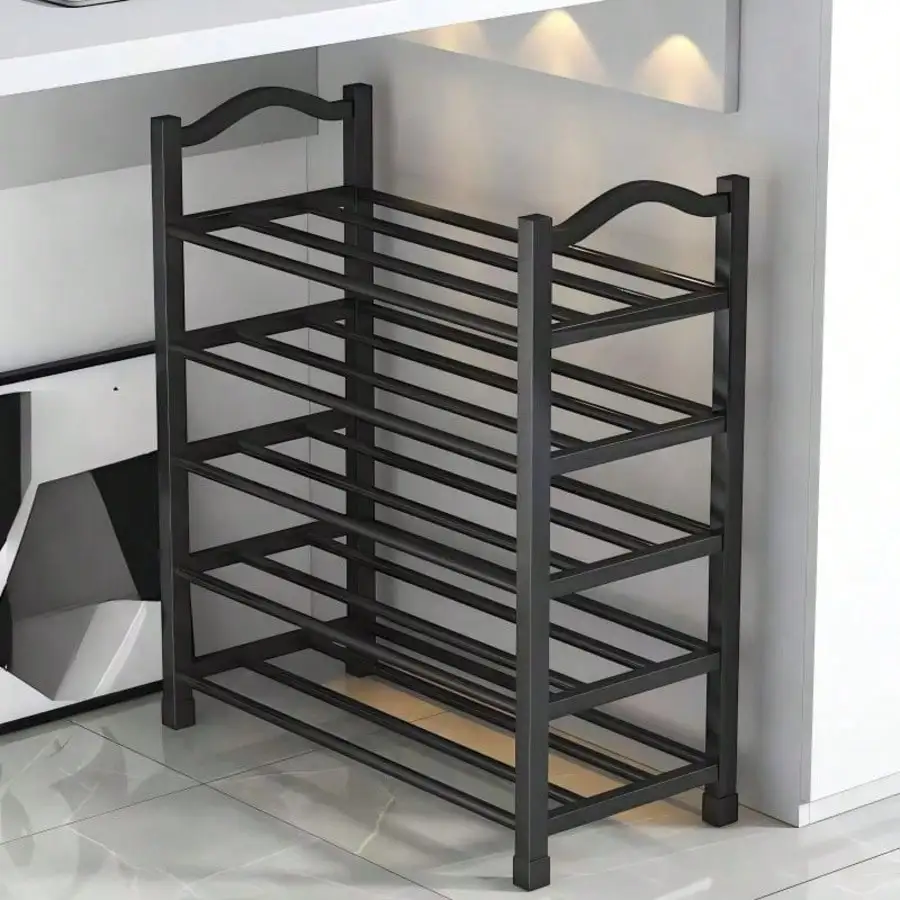 Adjustable 5 Tier Metal Bamboo Shoe Rack
