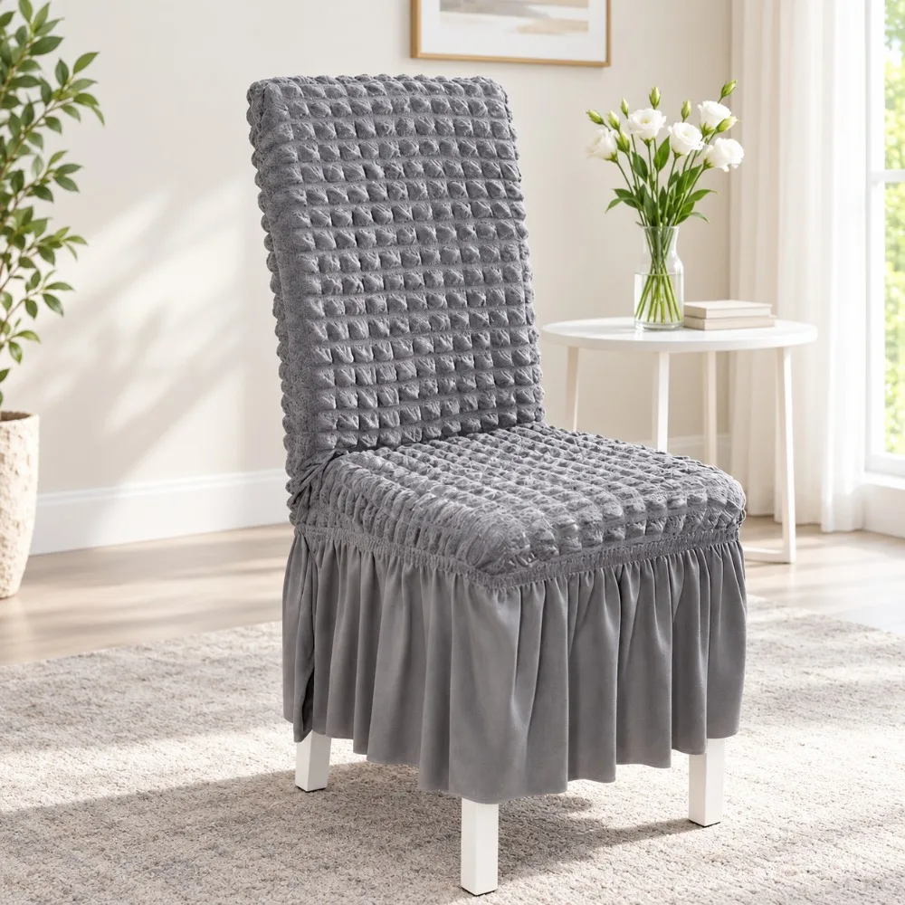 1pc 2pcs 4pcs Bubble Grid Stretch High End Chair Cover Universal Dining Chair Cover All Season