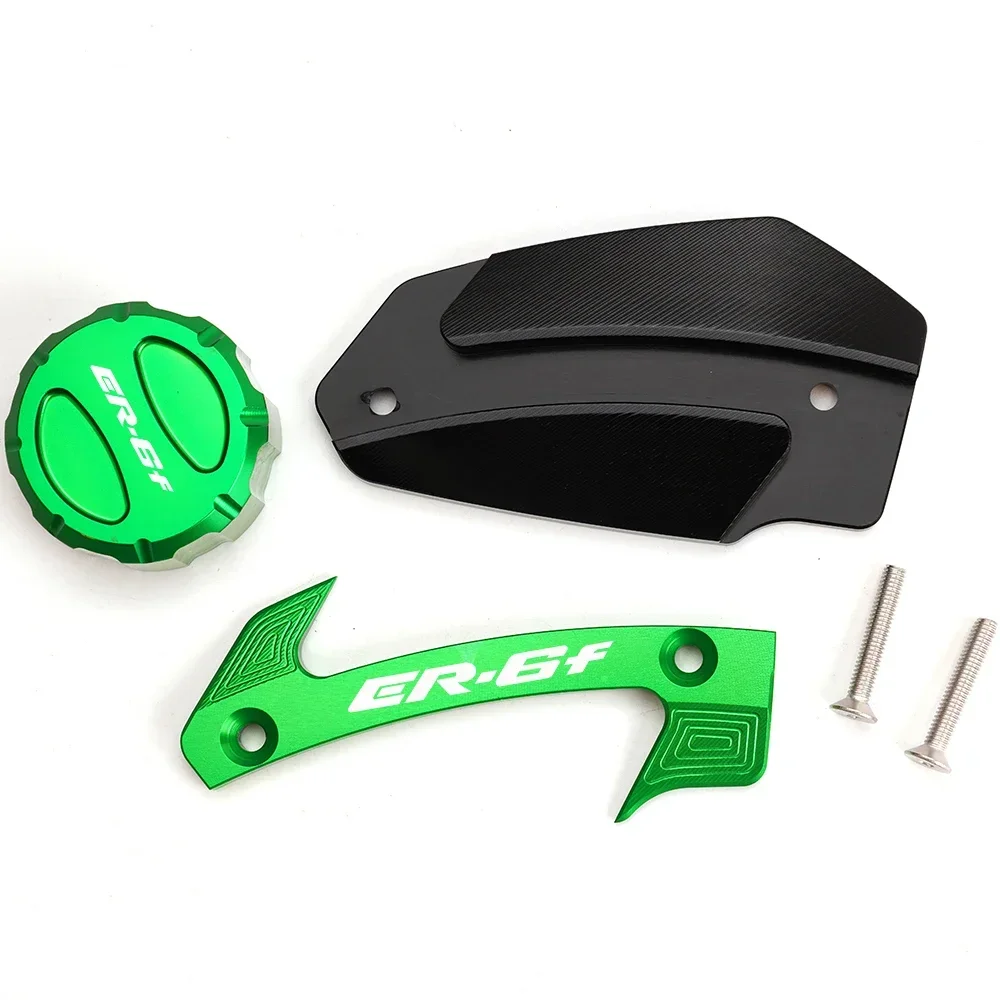For Kawasaki ER-6N ER-6F ER6N ER6F Motorcycle Front Rear Brake Fluid Reservoir Cover Engine Oil Filler Cap Protector Accessories
