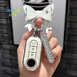 3Buttons TPU Car Flip Key Case Cover For Fiat Panda Grande Punto Lancia Musa Ducato 500 500L Auto Shell Fob Keychain Accessories