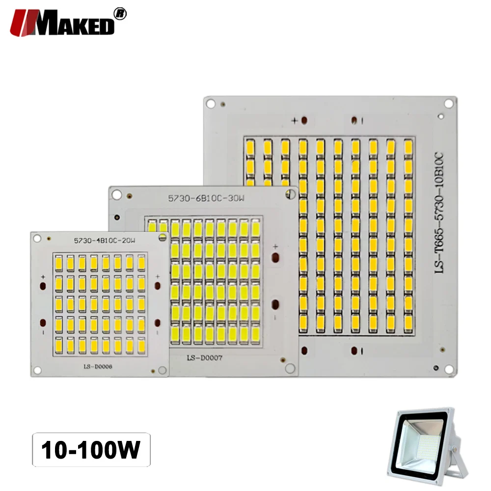 1PC LED PCB Floodlight Plate10W 20W 30W 50W 100W SMD5730 100%Full Power Light Source Replace Panel For Outdoor Lamps Repair DIY