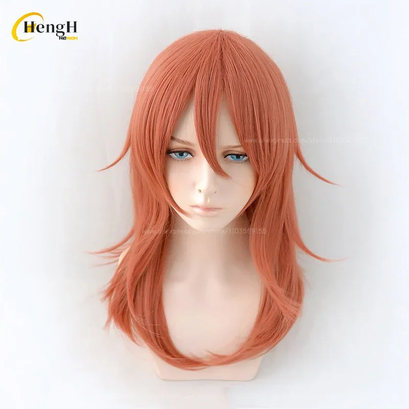 Peluca sintética de Anime, pelo resistente al calor, color marrón y naranja, 60cm de largo, Cosplay, fiesta, Unisex, en Stock