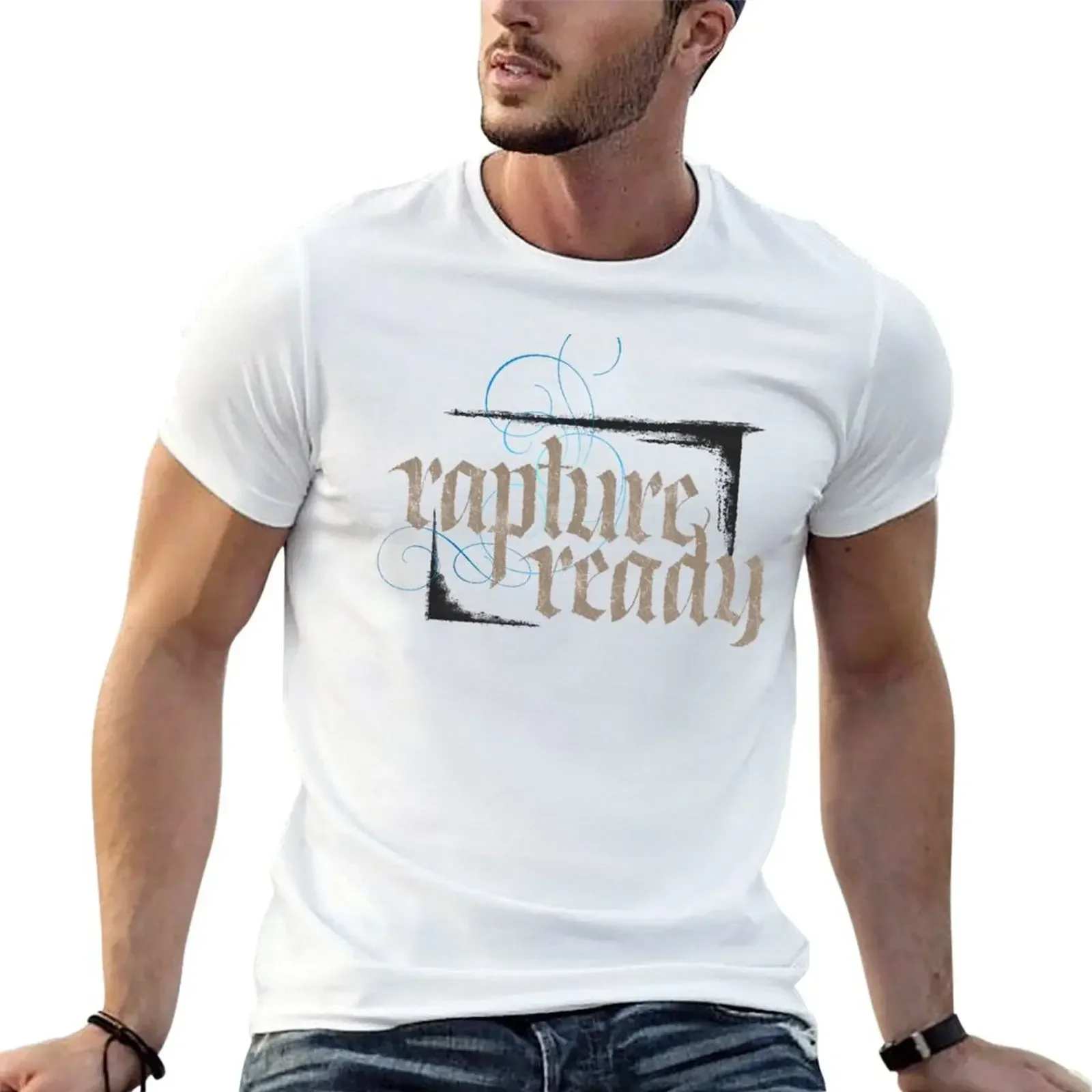 Rapture Ready - Elegant Modern Religious Christian Calligraphy - hand lettering - for white T-Shirt