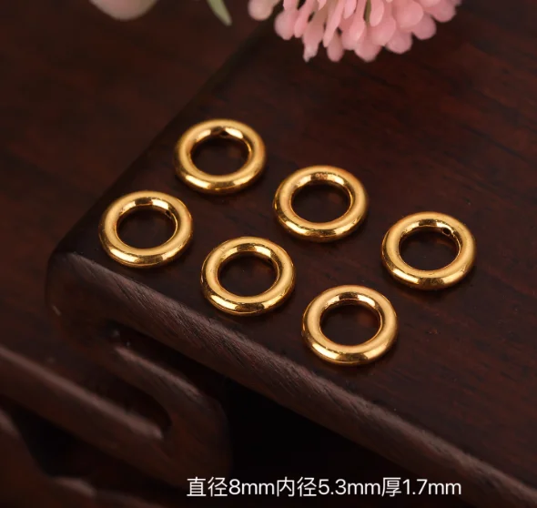 

100% real 18k gold spacers shiny jump rings gold stoppers for beads split rings 8mm