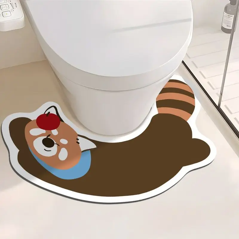 VIKAMA Cute Little Panda U-Shaped Toilet Cover, Cartoon Animal Print Non-Slip Mat, Absorbent Bathroom Rug, Home Decor