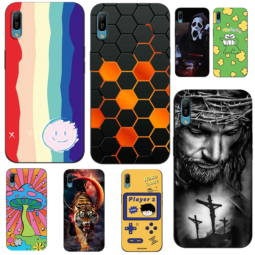 For Huawei y6 2019 Case Cover On Huawei Y 6 pro Prime 2019 MRD-LX1 MRD-LX1F Y6pro Y6Prime black tpu case cartoon car funny