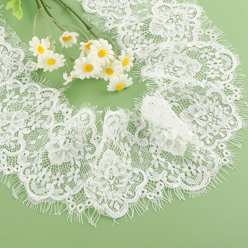 Light Luxury Handmade Embroidery Cording Eyelash Chantilly Lace Trim for wedding dresses