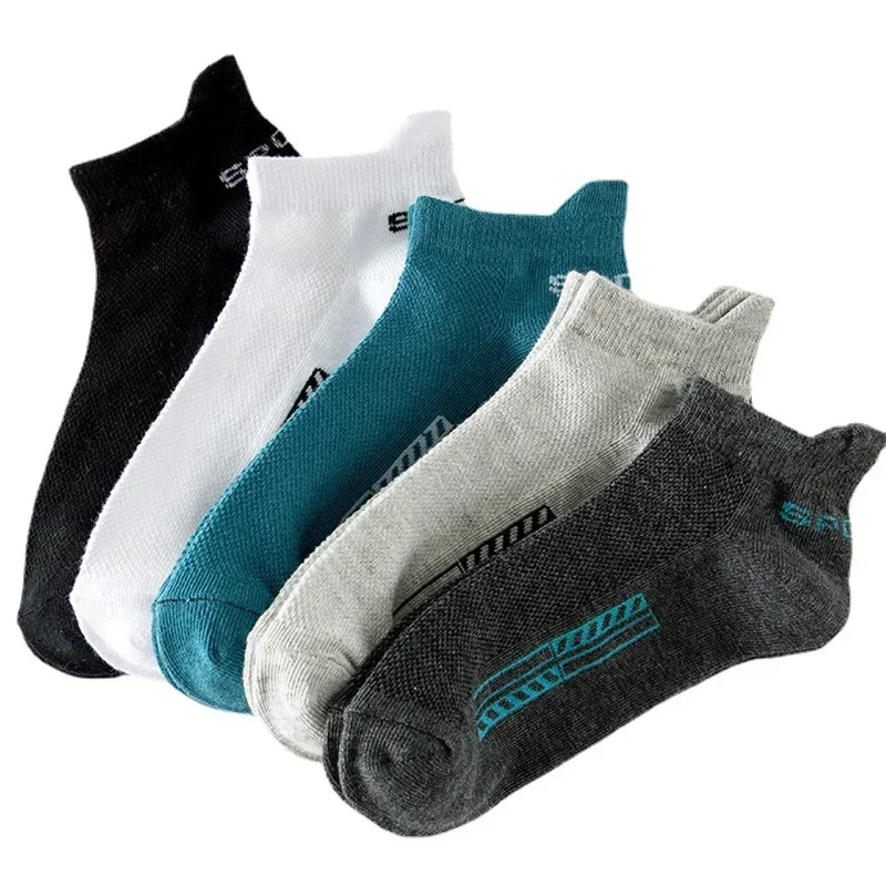 3Pairs Organic Cotton Men Socks Ankle Breathable Mesh Sports Sock Casual Athletic Summer Thin Short Sokken Plus Size EU36-44