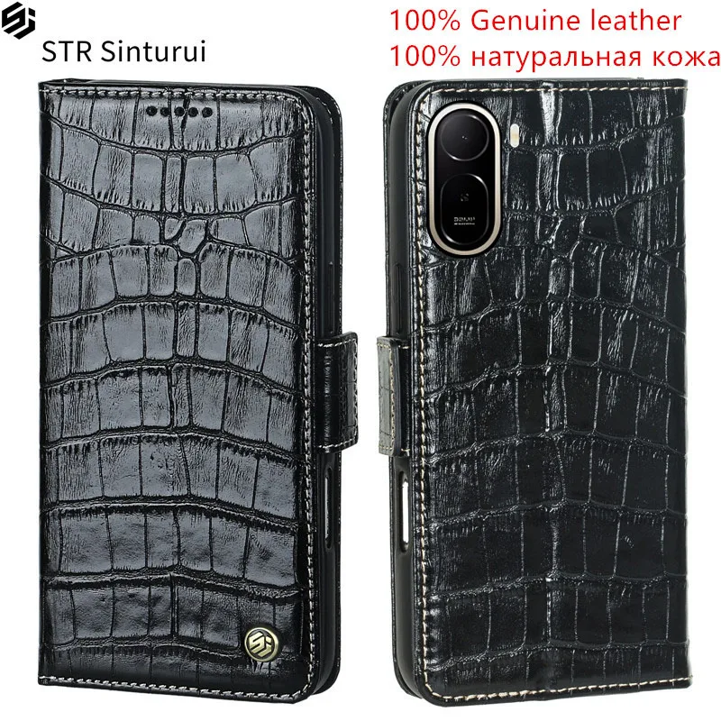 

STR Genuine crocodile grain leather card Slot Wallet Cover For Xiaomi Redmi A3 A7 Pro A5 A4 A3x A2+ A2 shockproof phone Case