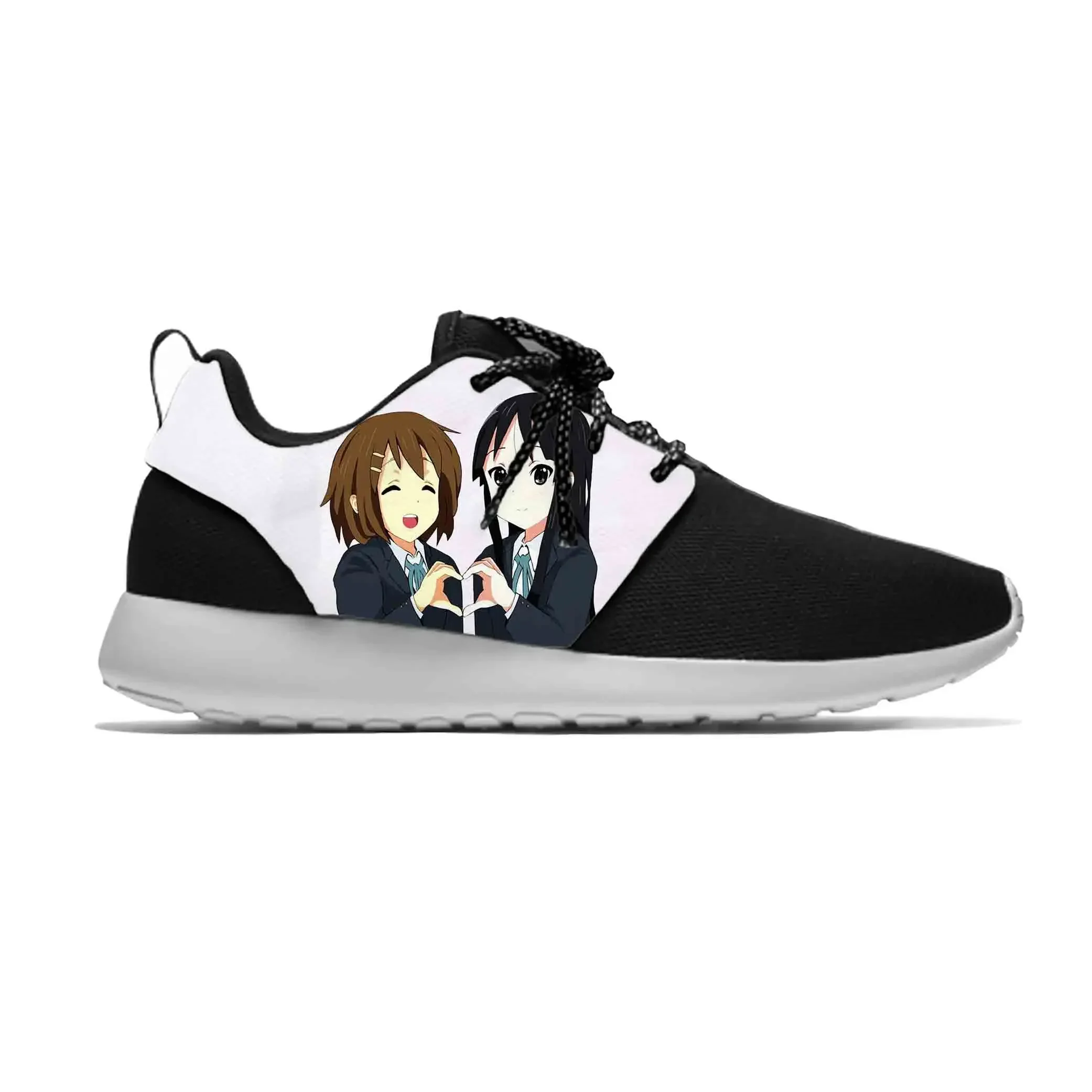 Anime mangá dos desenhos animados k-on akiyama mio hirasawa yui sapatos esportivos malha respirável sapatos esportivos leves das mulheres dos homens mais recentes tênis