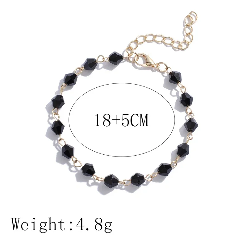 Vintage Black Crystal Stone Beads Charms Beach Anklet For Women Boho Style Ankle Bracelet Handmade Leg Bracelets Jewelry Gifts