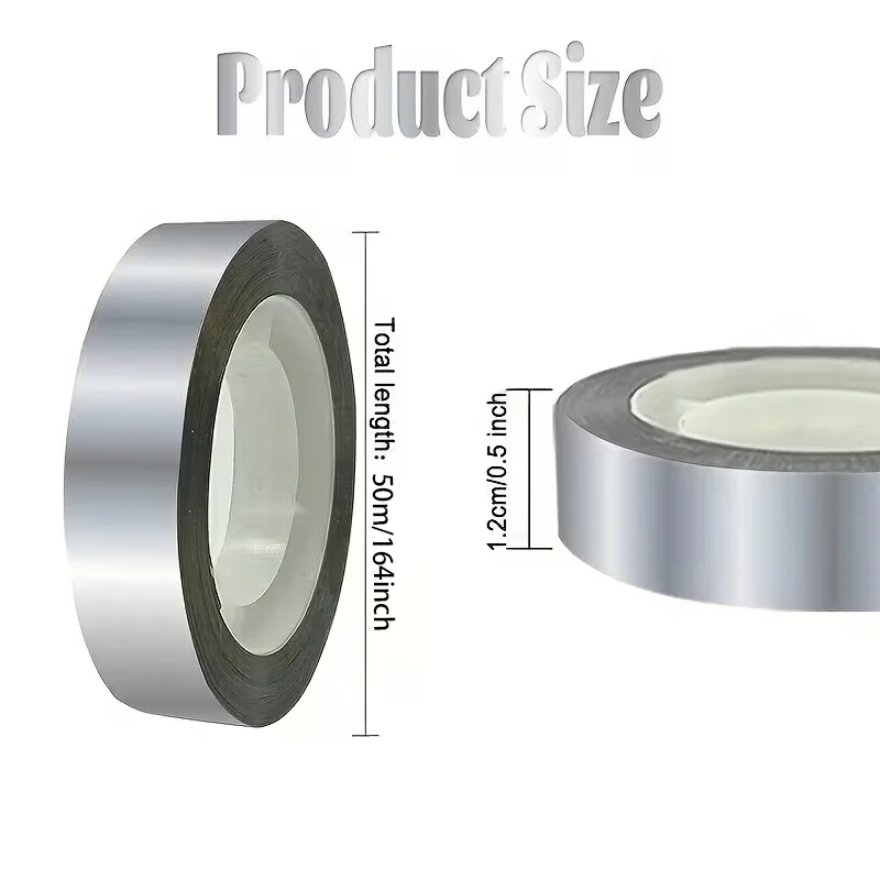 1 Roll Silver Metallic Mirror Tape Self Adhesive Metal Polyester Film for Art Decor Gift Wrapping DIY Craft