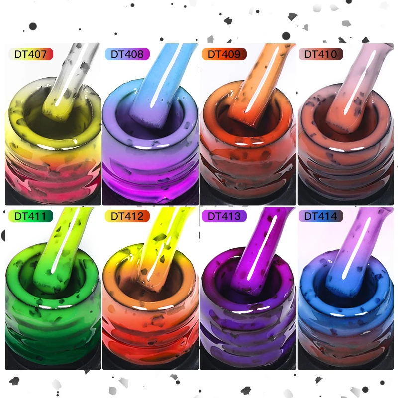 MEET ACROSS 7ML Green Eggshell Thermal Gel Nail Polish 3 Layers Color changing UV Gel Varnish Glitter Semi Permanent Nails Art