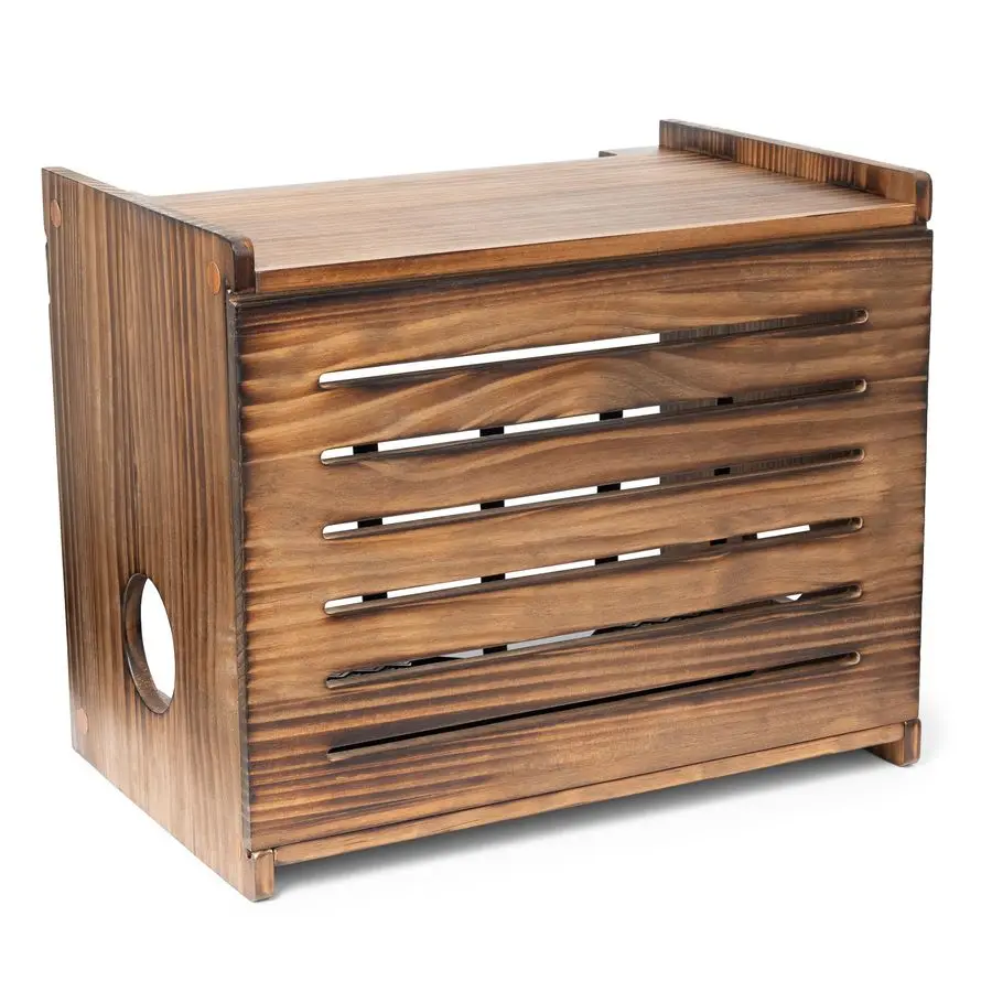 

WiFi Router Storage Box Deluxe Wall Mountable Decorative Modem Shelf Hider Cover with Cable Management System Rustic Home Organi