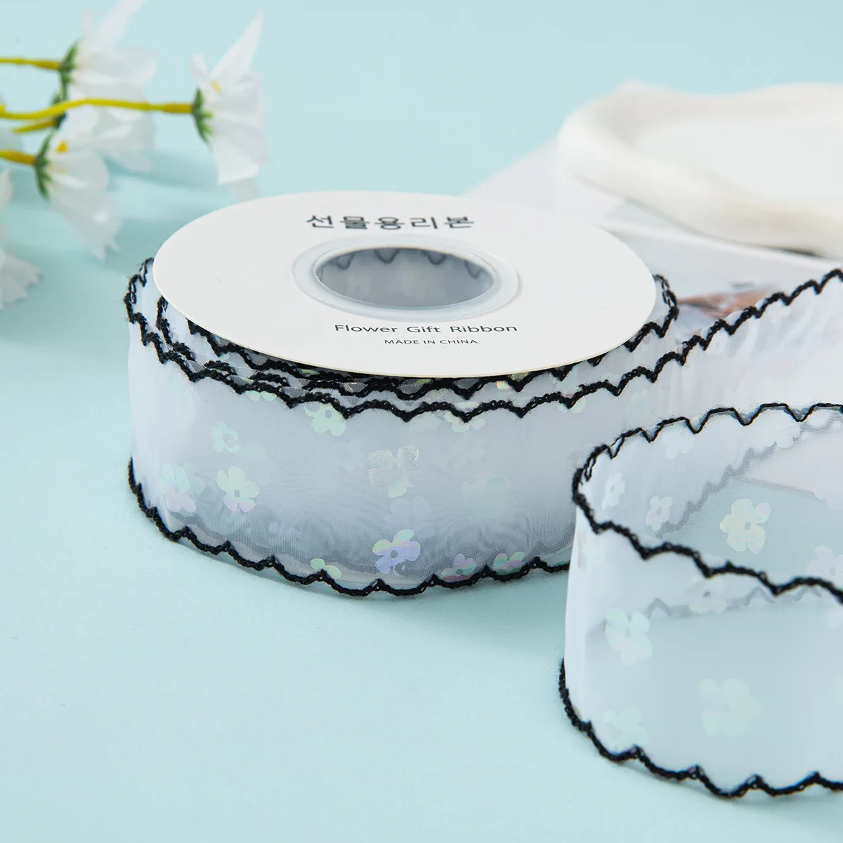 10Yards/Roll sequin Silk Ribbon Roll 4cm Satin Ribbon Organza Ribbons for Gift Wrapping Handmade Wedding Birthday Party Decor