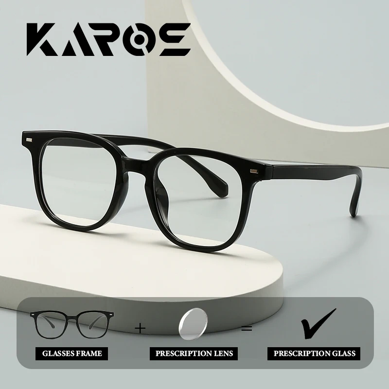 نظارات طبية دائرية من KAROS للنساء، إطار TR-90 مع عدسات مضادة للضوء الأزرق وعدسات بصرية فوتوكروميك #1