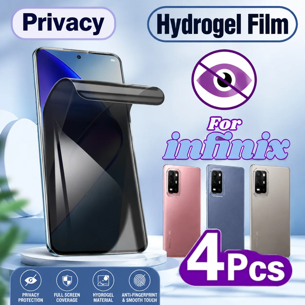 4 Pcs Privacy Hydrogel Films For infinix Note 60 50 40 30 10 Pro+ 60 Ultra 50S 50X 40S 40X 30 VIP 30i Series Protectivel Films