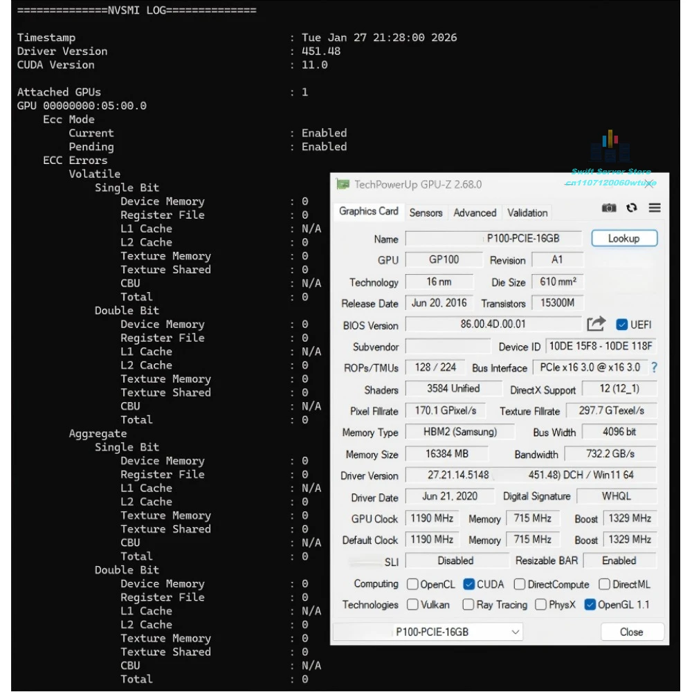 P100 16GB 3584 Core GPU Accelerator PCIe 3.0 x16 HBM2 720GB/s for AI Deep Learning HPC