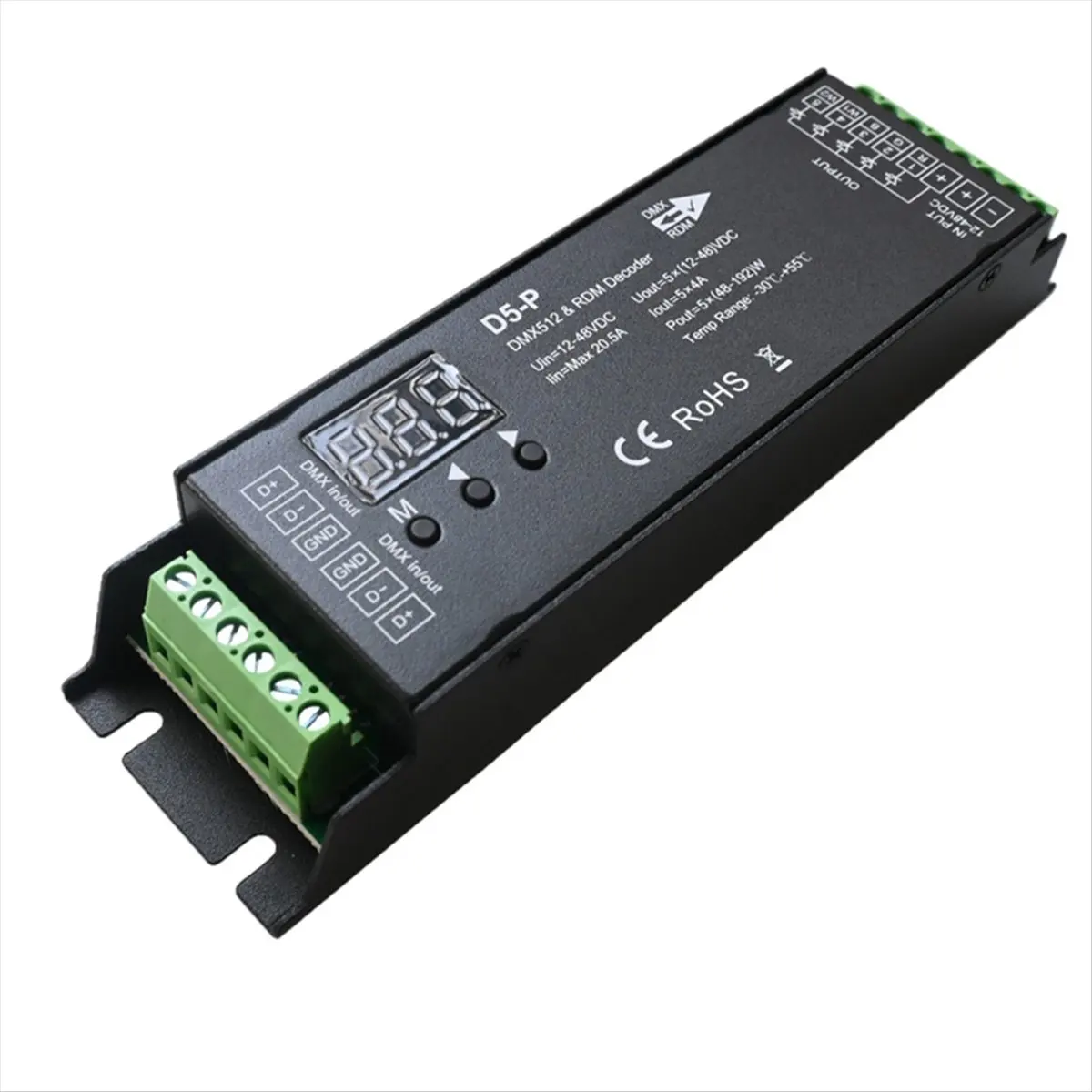 【SPECIAL OFFER】5 Channel Decoder with RDM Digital Display Dimmer Driver PWM RGBCCT LED Controller LED Module Light Input 12V-48V