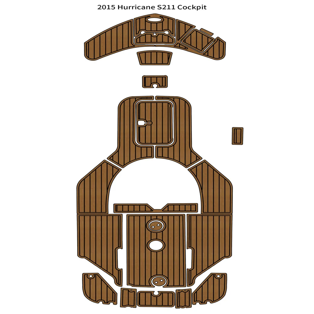 

2015 Hurricane S211 Cockpit Pad Boat EVA Foam Faux Teak Floor Mat SeaDek MarineMat Gatorstep Style Self Adhesive