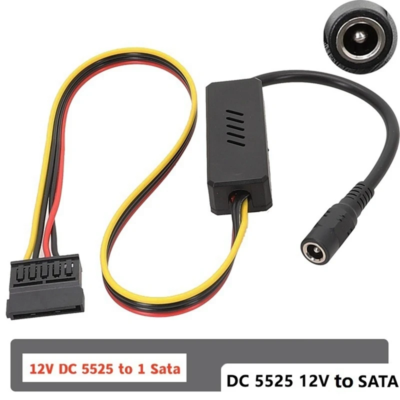 DC 5525 To SATA Hard Drive Power Supply Cable DC 12V To SATA Hard Drive Cable With Step-Down Voltage Regulator