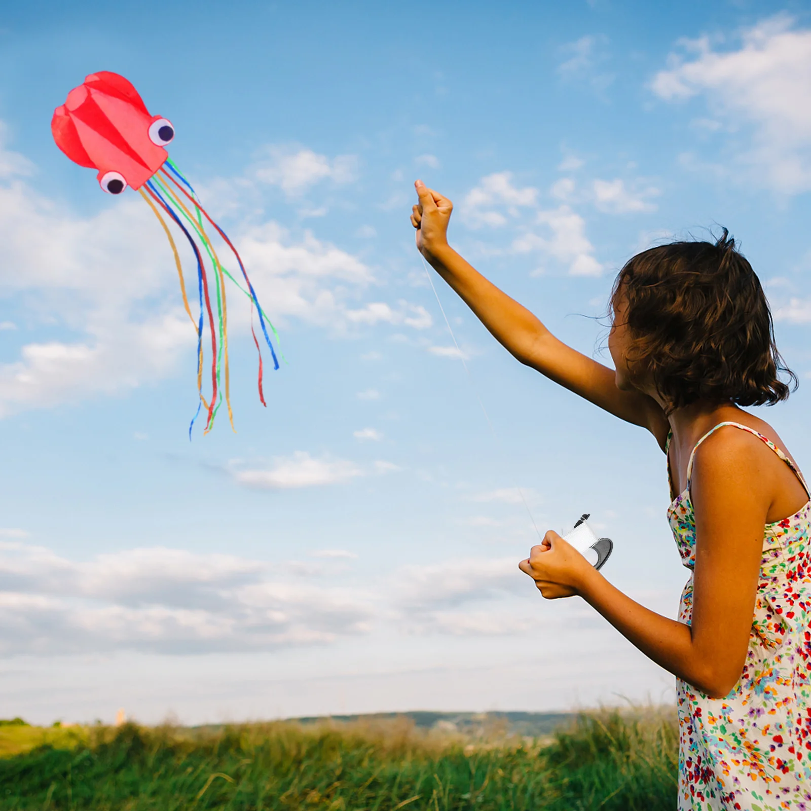 Octopus Kite Red Frameless Creative Flying Outdoor Easy Flyer Long Tail Kids Funny Kite Funny Flying Toy Kids Outdoor Toy