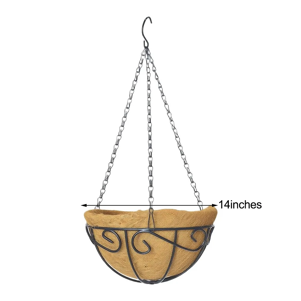 2Pcs Hanging Plant Baskets Hanging Baskets Flower Basket Pots With Hook Hanger Natural Coconut Liner