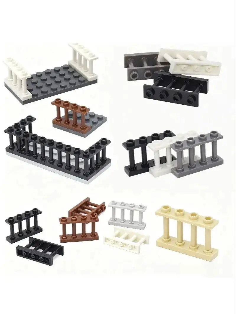 20 pièces 1x4 garde-corps château clôture bloc de construction accessoires ville rue vue chiffres scènes modèle briques jouet pour les enfants