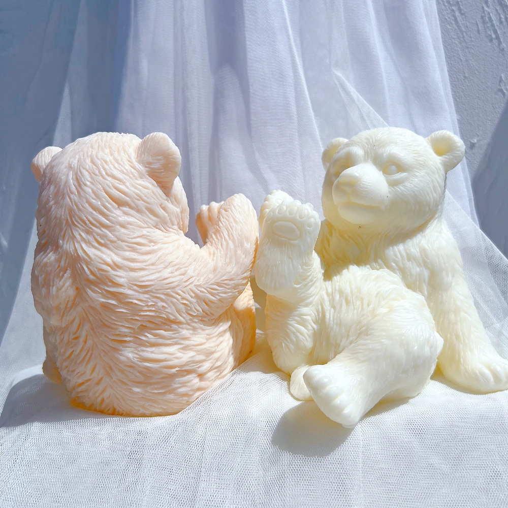 Imagem -03 - Molde do Silicone do Urso Polar do Animal 3d Molde Home da Decoração Presente de Faça Você Mesmo Molde da Vela Faça Você Mesmo Amor Bonito Impertinente