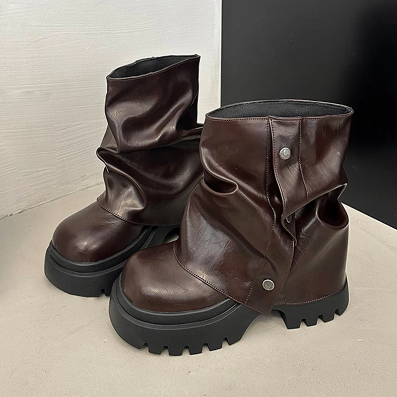 

Women's Ankle Boots Flats Platform Designer Shoes Fashion Dress Woman Short Botas 2025 Winter New Casual Sport Boots De Mujer